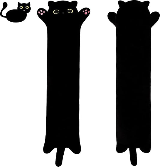 Black Cat Plush Toy Pillow - Cute Cat Gift for Kids (Black, 90cm/35.4in)