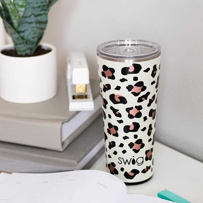 Swig Life 22oz Insulated Tumbler, Travel Coffee Tumbler with Lid, Cup Holder Friendly Travel Coffee Mug, Stainless Steel Thermos (Cool Cat)
