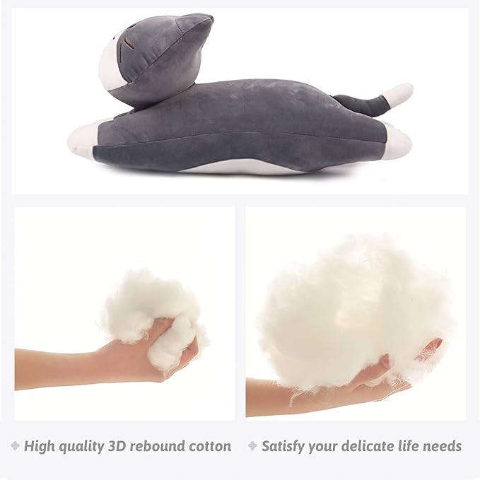 ARELUX 22in Soft Cat Big Sleeping Hugging Pillows,British Short Hair Cat Plush,Kitten Stuffed Animal Throw Pillows Accompany Plush for Friends Family Birthday