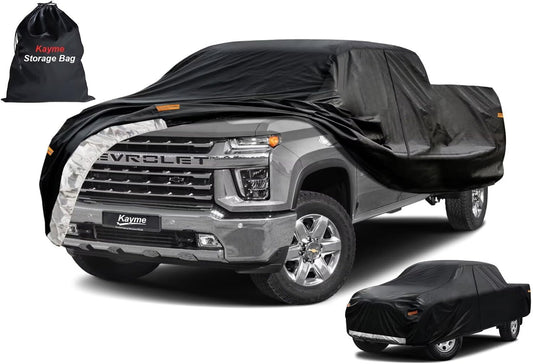 Kayme Truck Cover Custom Fit Chevrolet Silverado 3500HD(2020-2025) Crew Cab SB. Full Exterior Heavy Duty Outdoor Pickup Truck Car Cover Waterproof All Weather.Car Tarp for Wind Sun Dust Protection.