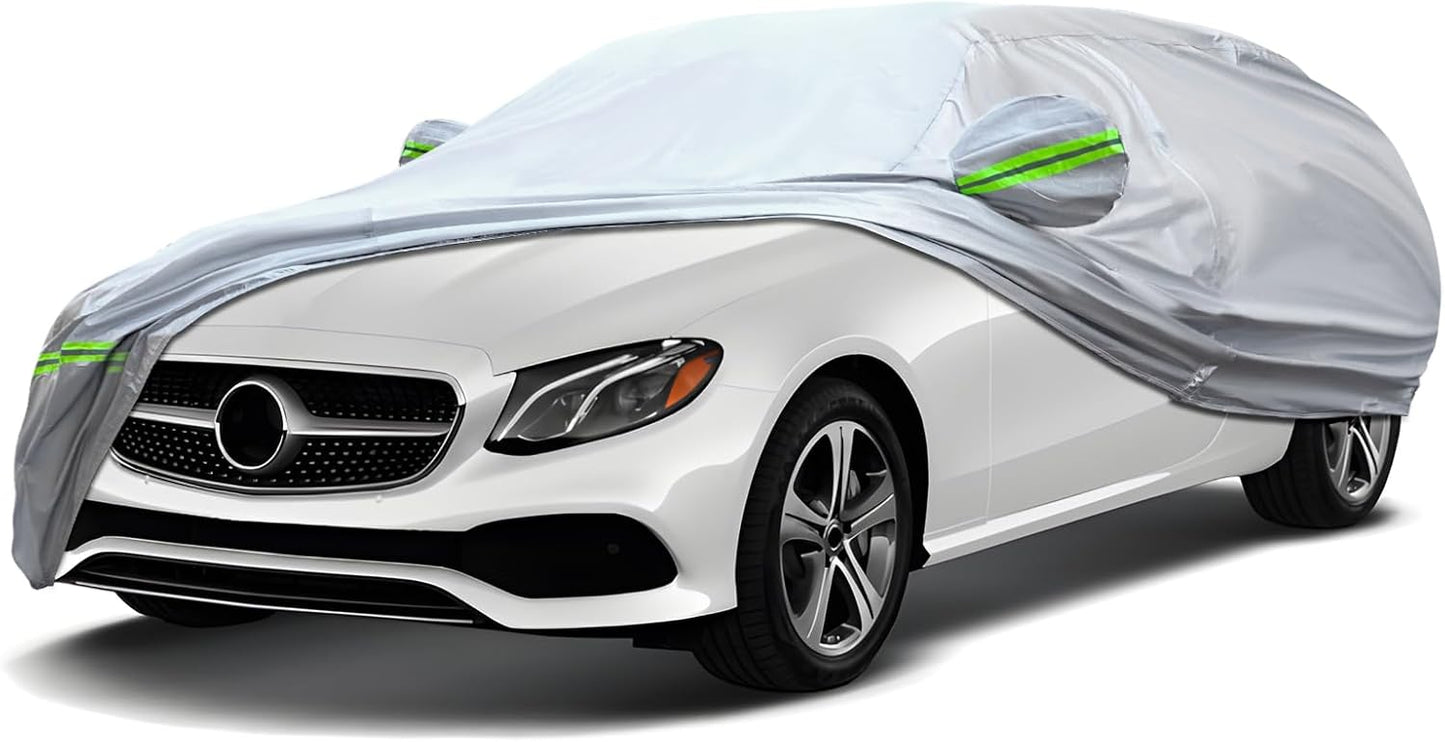 KEYOOG 6-layer Full Car Cover Is All-weather Waterproof, Universal In All Seasons, Snow Prevention, Rainproof, Acid Rainproof, Sunscreen, Ultraviolet-proof, Universally Applicable To Sedan (196"-207")