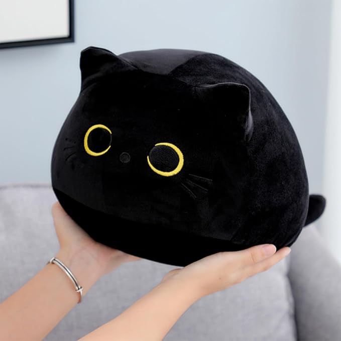 Black Cat Plush, 16" Stuffed Animal Black Cat Plushies, Giant Soft Cute 3D Cat Pillow Doll Toy Home Decor