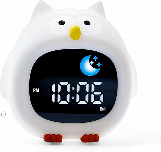Bumble & Bright Kids’ Alarm Clock – Okay to Wake Clock with Nightlight & Sound Machine | Teaches Sleep Training & Helps Kids Stay in Bed | 8 Colors, 6 Sounds, Snooze | USB Powered (Corded Electric)