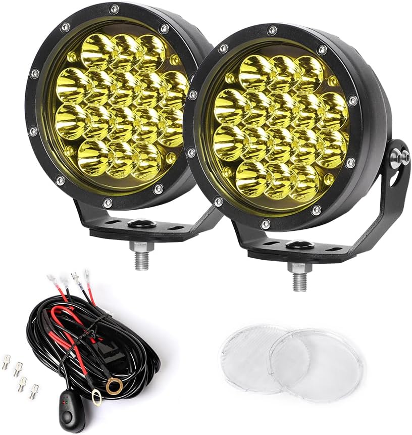EXZEIT 5 Inch Amber LED Driving Lights - Round, 160W 11200 Lumens Waterproof Fog Lights for Jeep Wrangler, Trucks, Toyota Pickup, GMC SUV
