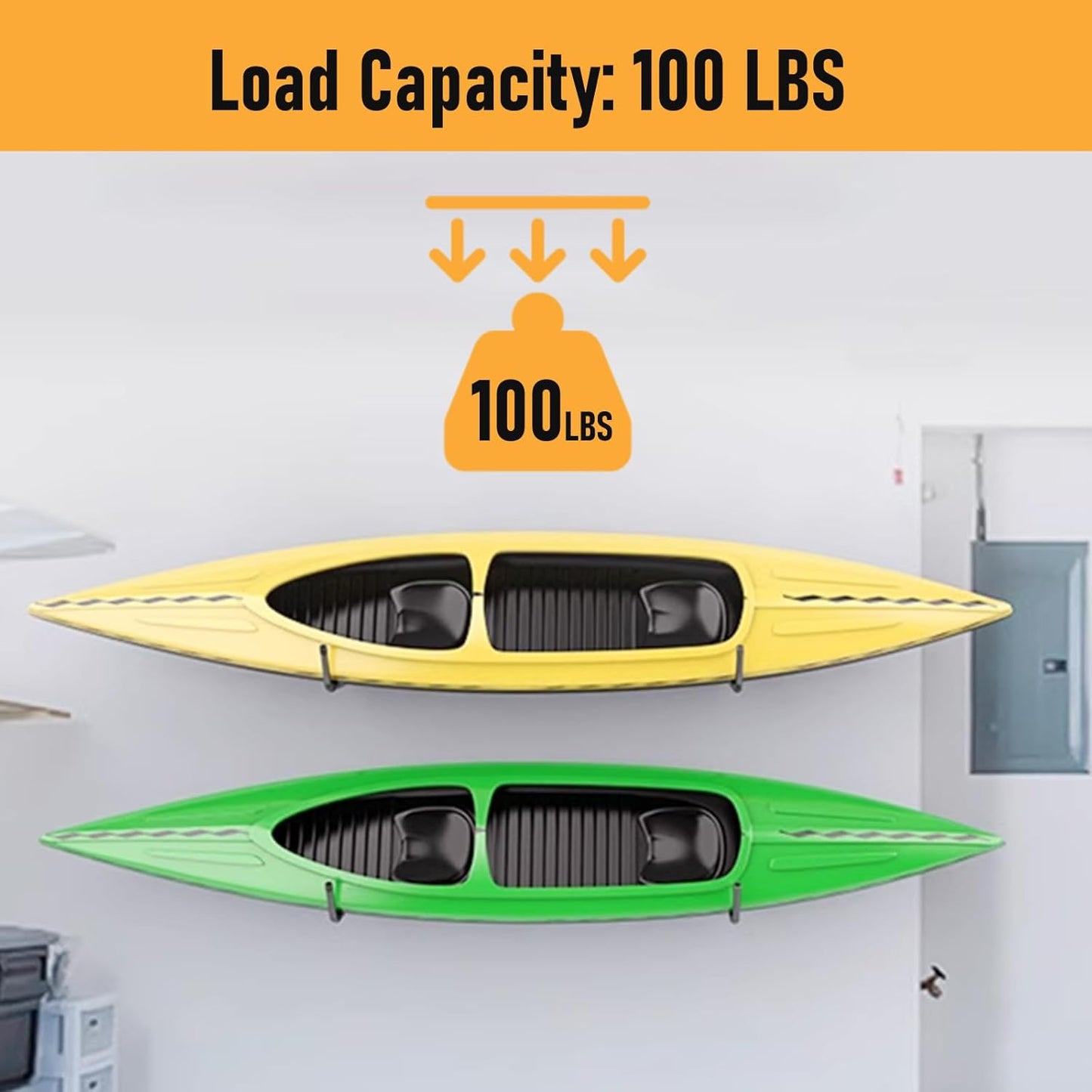 HOME MASTER HARDWARE Heavy Duty 15" Jumbo Garage Wall Hooks 4 Pack – 100 LB Kayak Storage Rack, Wall Mount for Canoe, Bicycle, Ladder & Large Gear