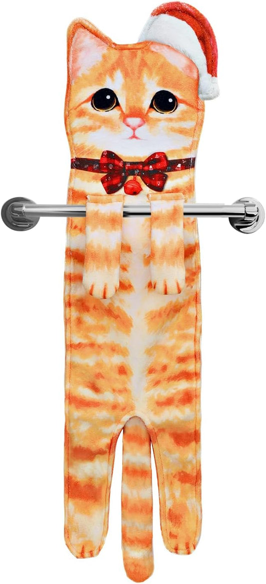 AGRIMONY Cat Funny Hand Towels for Bathroom Kitchen - Cute Decorative Cat Decor Hanging Washcloths Face Towels Super Absorbent Soft - Housewarming Birthday Christmas Fun Gifts for Women Cat Lovers