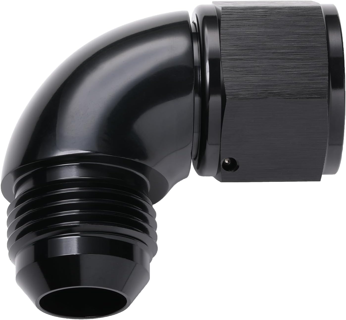 90 Degree 12AN Male to 12AN Female Swivel Full Flow Fitting Adapter Coupler Aluminum Black