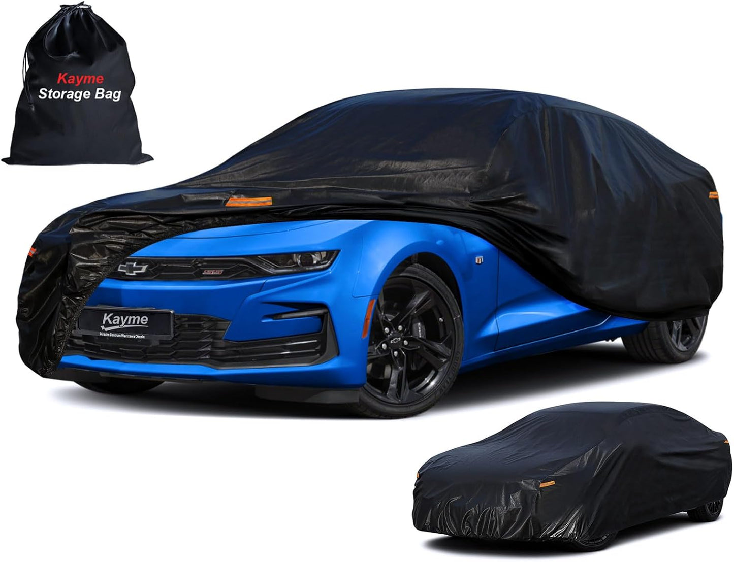 Kayme 7 Layers Car Cover Custom Fit for Chevrolet Chevy Camaro (2010-2025) Waterproof All Weather for Automobiles, Outdoor Full Cover Rain Sun UV Protection.Black