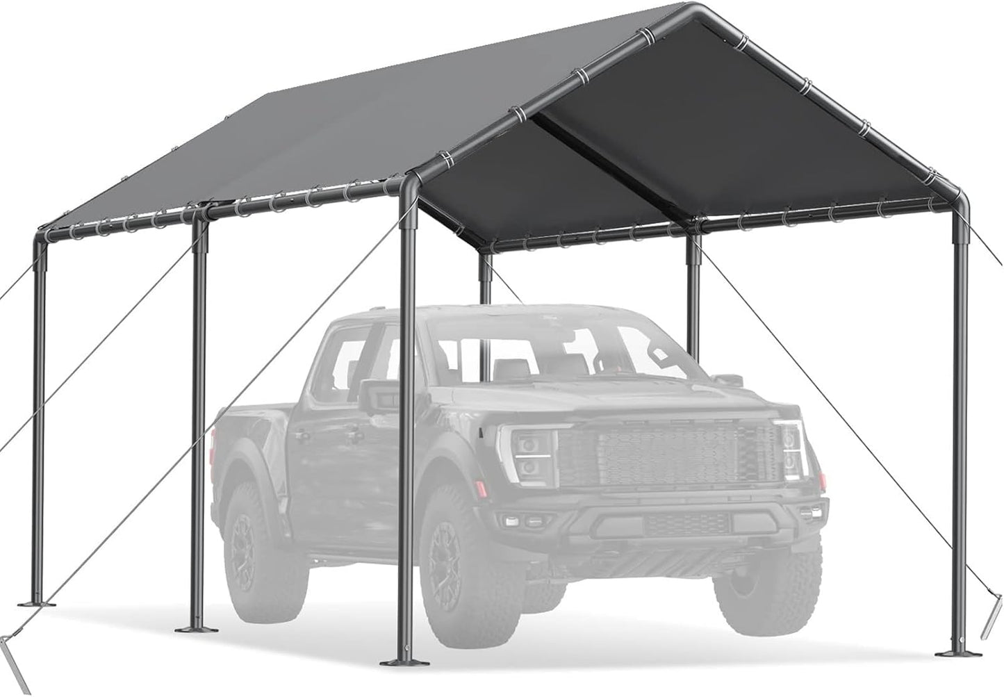 10x20ft Portable Car Tent Garage with UV Resistant Canopy, Easy to Assemble Portable Garage, Stable Carport for Car, Bike, Camp, Outdoor Storage (Grey)