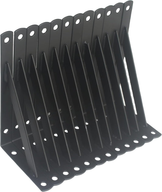 12 Pack L6 x H 3.5" Black Heavy Duty Shelf Brackets with Screws Metal Shelf Brackets Shelf Support Angle Brackets for Shelves L Brackets Heavy Duty Floating Shelf