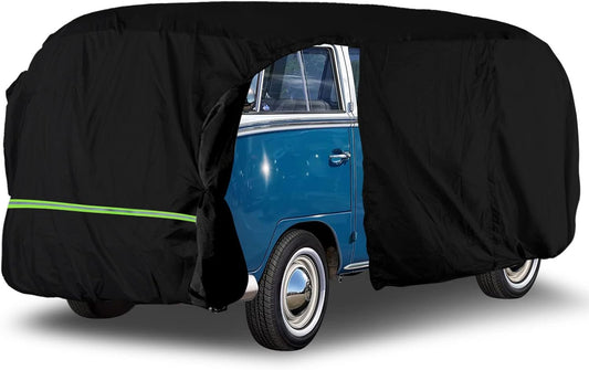 Car Cover Waterproof All Weather Compatible with 1950-1992 VW Bus T1 T2 T3, Volkswagen Vanagon Full Car Cover with Door Zipper, Windproof Strap, Storage Bag