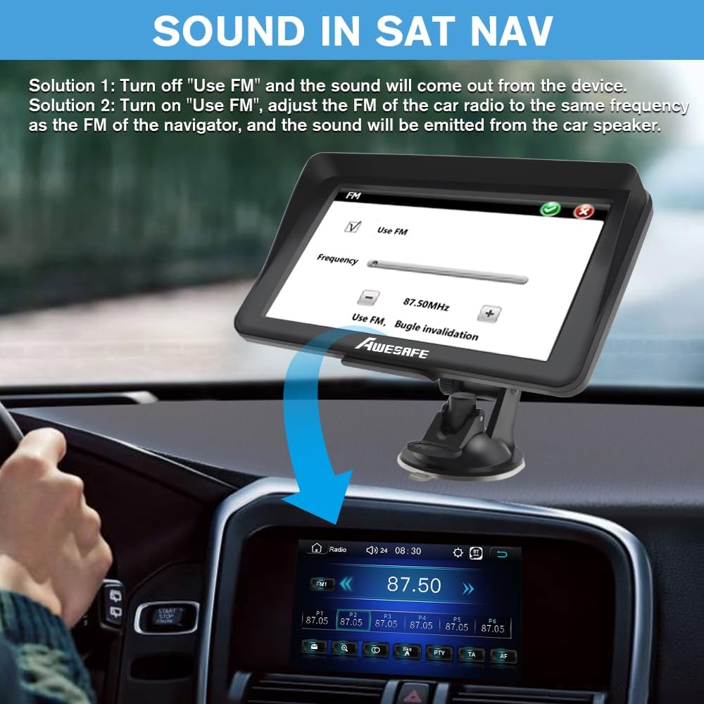 GPS Navigator for Car Truck 7 inch Touch Screen,2025 North America Maps Free Lifetime Updates,Turn-by-Turn Voice Guidance, Speed & Red Light Warning