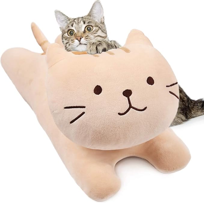 ARELUX 22in Soft Cat Big Sleeping Hugging Pillows,Plush Kitten Kitty,Stuffed Animal Throw Pillows Accompany Plush for Friends Family Birthday