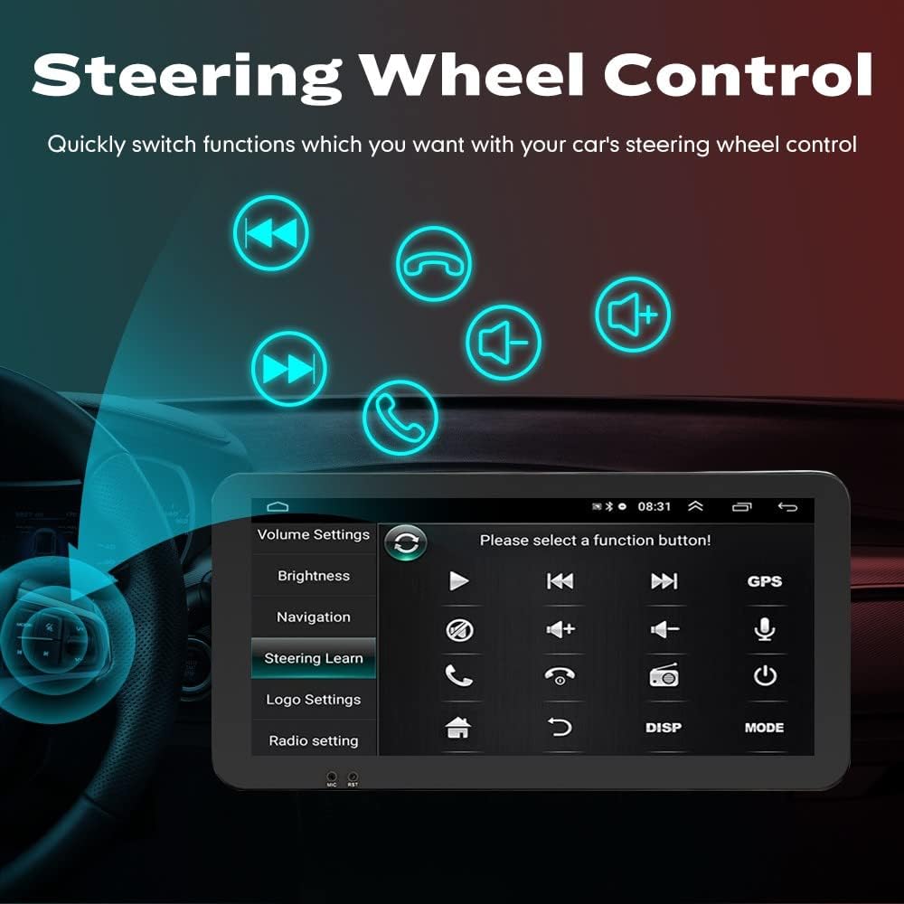 Kunfine Car CarPlay Android Auto Navigation Stereo GPS Radio Camera Display 10.33" QLED Touchscreen Headunit Tablet Media Player for Peugeot 301 2013-2022, if Applicable Quad Core 1G+32G Matte Black