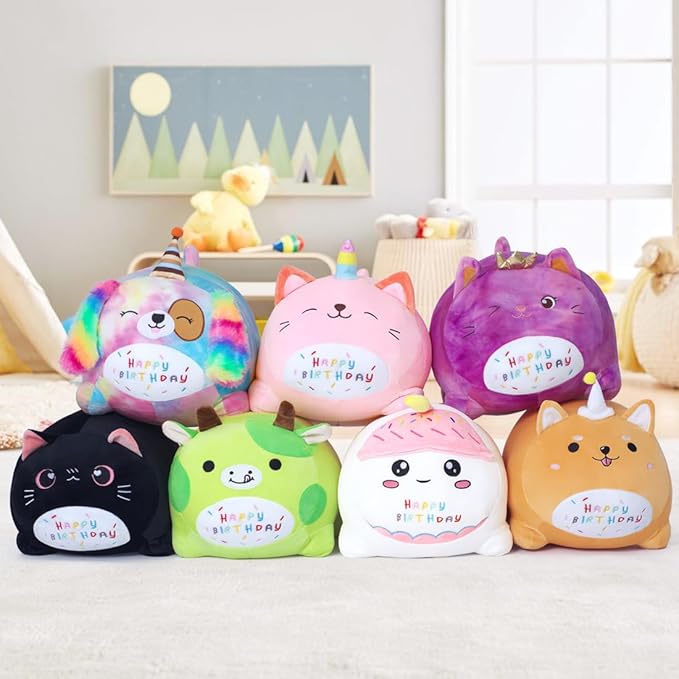 Birthday Cow Plush Pillow Stuffed Animal Toy, Green Birthday Cartton Cow Plush Stuffed Animals, Soft Animal Plush Pillow for Kids(Cow, 25cm/9.8inch)