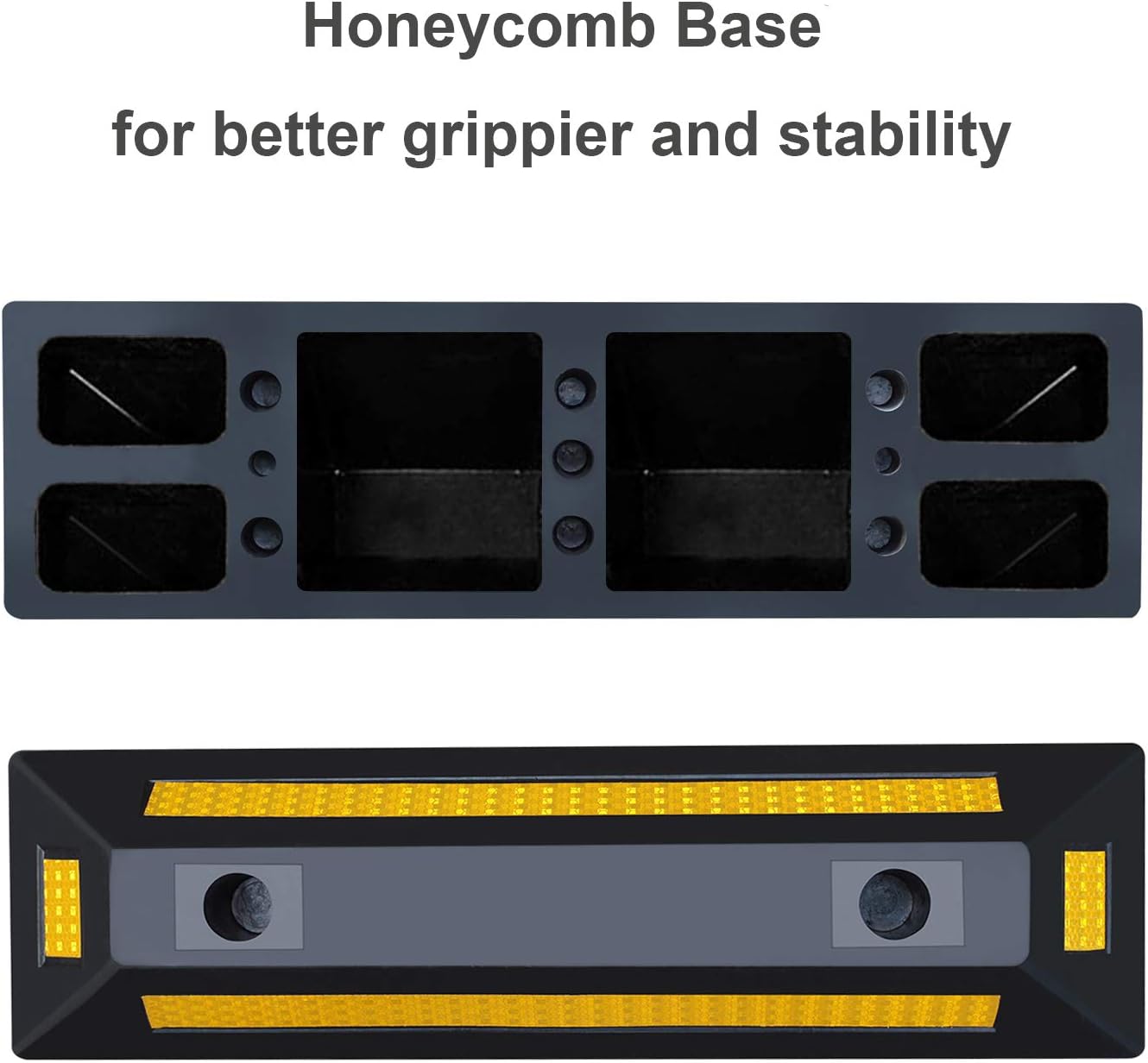 2 Pack Rubber Parking Guide Blocks Heavy Duty Wheel Stop Stoppers for Car Garage Parks Professional Grade Parking Rubber Curb w/Yellow Refective Stripes for Truck RV Trailer 21.25"(L)x5.7"(W)x3.54"(H)