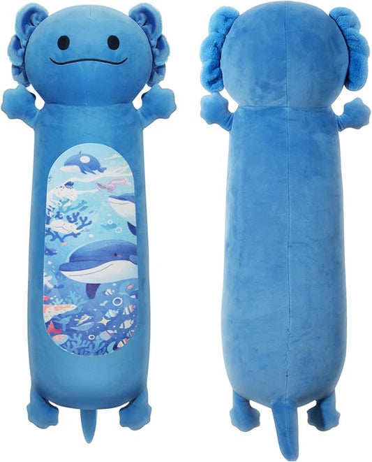 22” Long Axolotl Plush Body Pillow, Cute Blue Ocean Axolotl Stuffed Animals, Salamander Squishy Soft Plushies Toy, Gifts for Kids Girls and Boys, Birthdays Easter ﻿