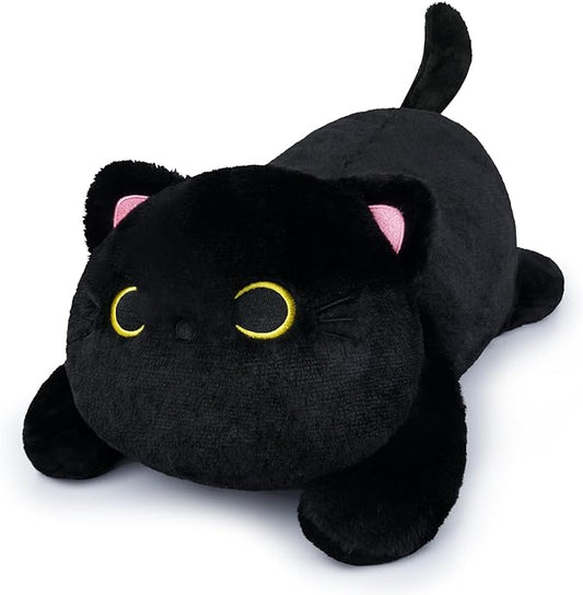 Weighted Stuffed Animals - Weighted Black Cat Plush,18in Weighted Cat Stuffed Animal,Cute Large Black Cat Plushie Soft Hugging Kitten Plush Pillow Toy Gifts for Kids Boys Girls