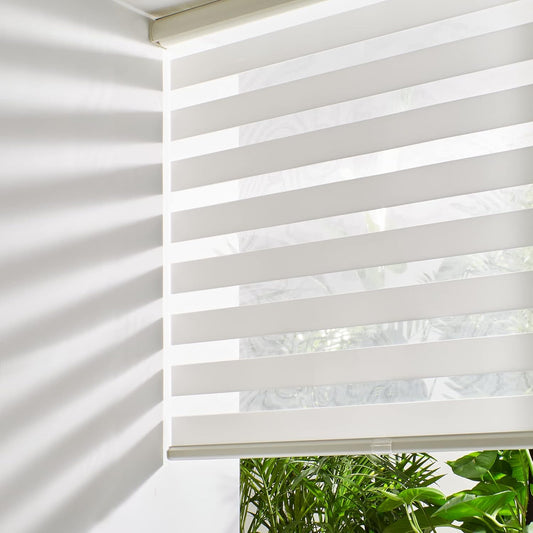 Persilux Cordless Zebra Roller Window Shades Free-Stop Roller Blinds (32" W X 72" H, Cream) Light Control for Day and Night, Light Filtering Sheer Roller Shades for Windows, Easy to Install