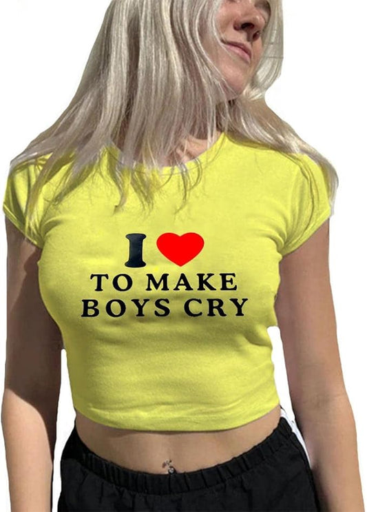 Women Girls Y2K Crop Top Letter Print Baby Tees Grunge T-Shirt