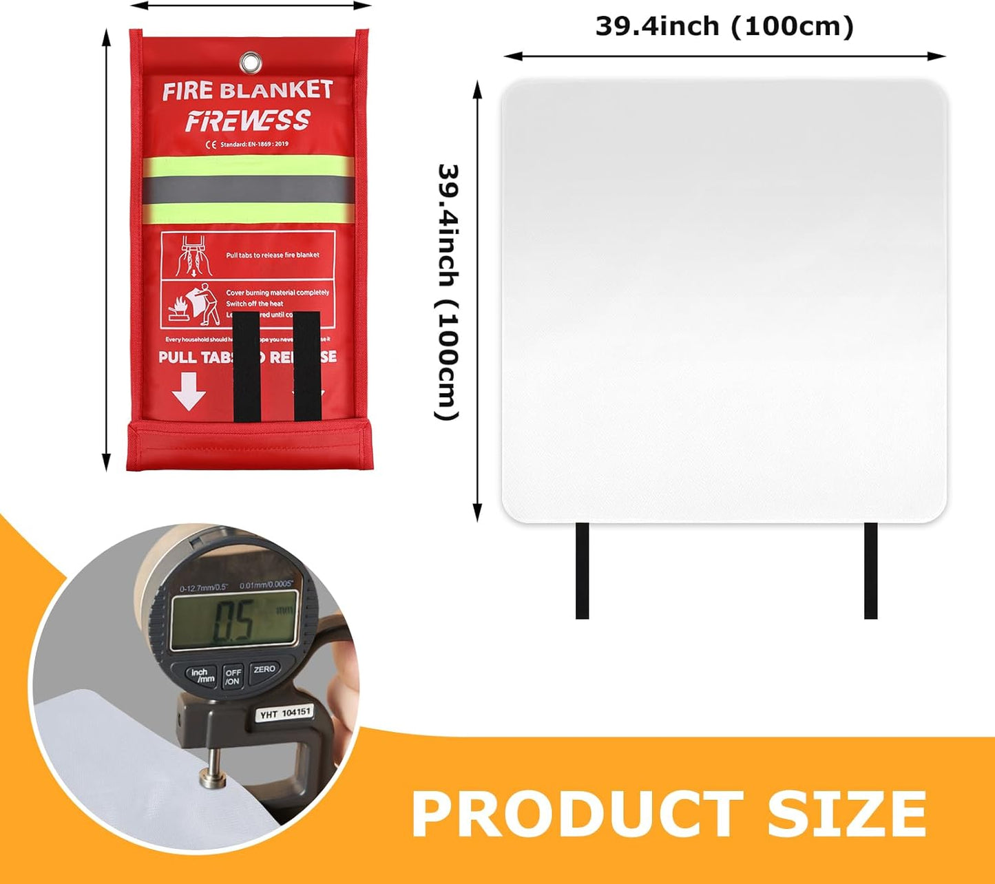 Emergency Fire Blanket, 4Pack Fiberglass Flame Retardant Fire Blankets Emergency for Home, Kitchen, Car, Office, Grill, 39.4X 39.4inch Fire Extinguisher Blanket