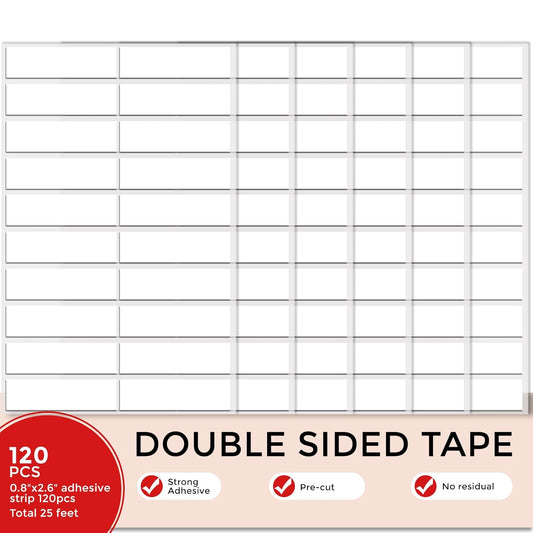 120pcs Adhesive Strips Double Sided Tape Wall Nano Sticky Dots Mounting Putty Two Sided Museum Putty Sticky Tack No Traces - Crafts Poster Decoration Picture Hanging Crafting Party - 0.8"*2.6" Strips