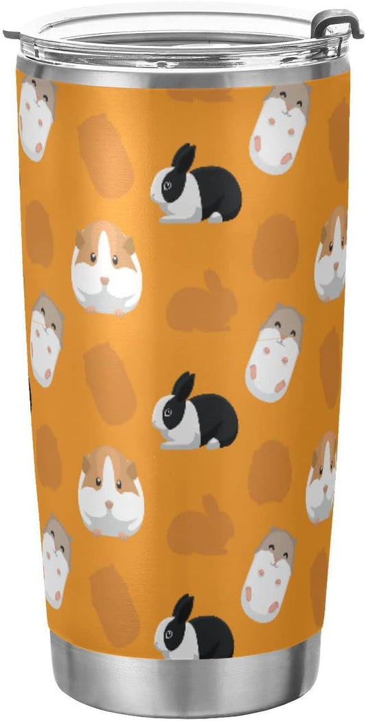 Tumbler Guinea Pig Cute Rabbit Insulated Coffee Cup Beverage Container Office Travel Mug with Straw and Lid 20oz Back to School Gift