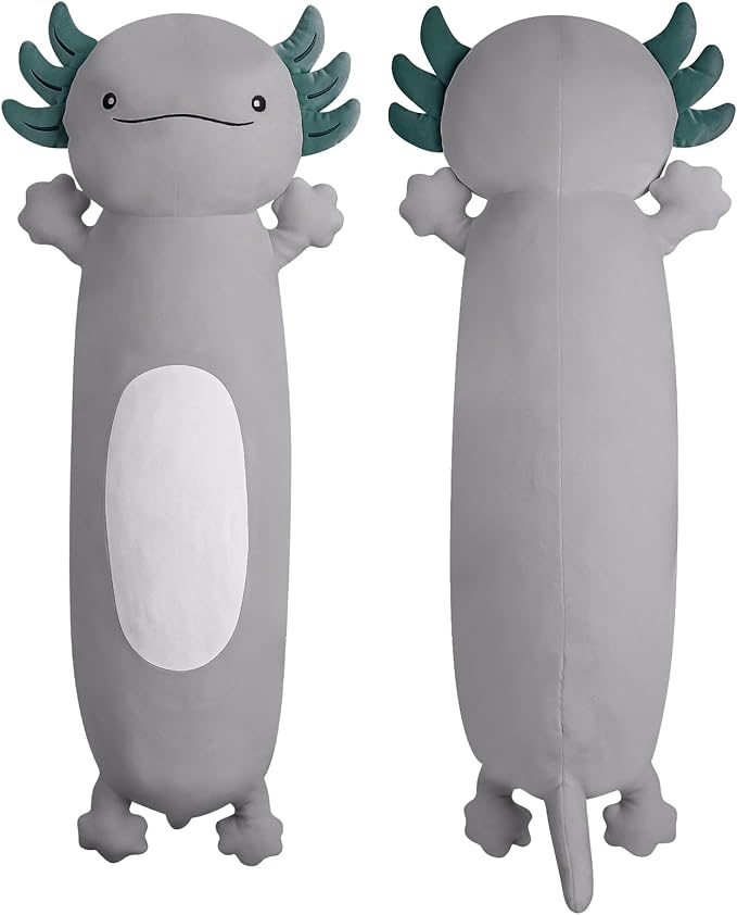 22 inch Cute Giant Grey Axolotl Plush Soft Body Pillow, Large Axolotl Stuffed Animals Toy, Squishy Plushies Gifts for Kids Boys Girls Birthday