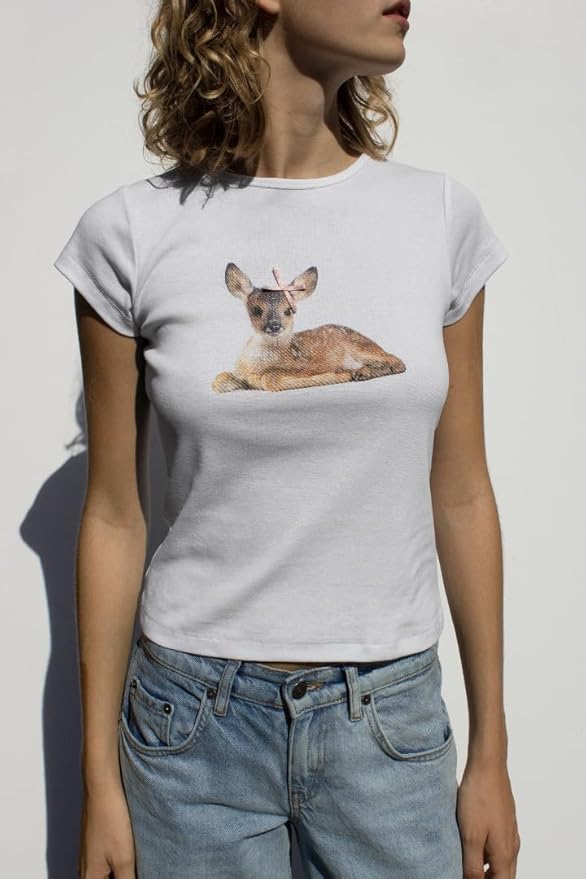 Y2k Graphic Baby Tees for Women Funny Kitten Shirt Tops Aesthetic Fairy Grunge Crop Top 90s 2000s Vintage Clothing