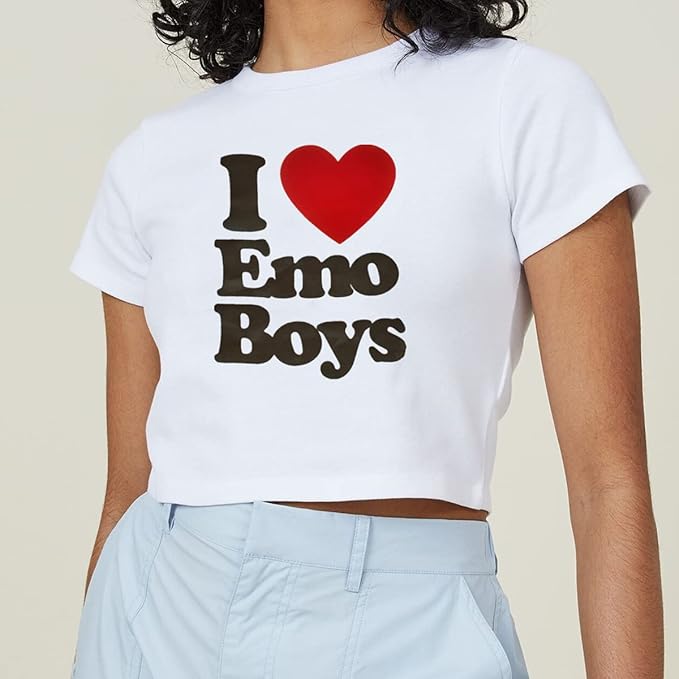 Women Girls Y2K Crop Top Letter Print Baby Tees Grunge T-Shirt