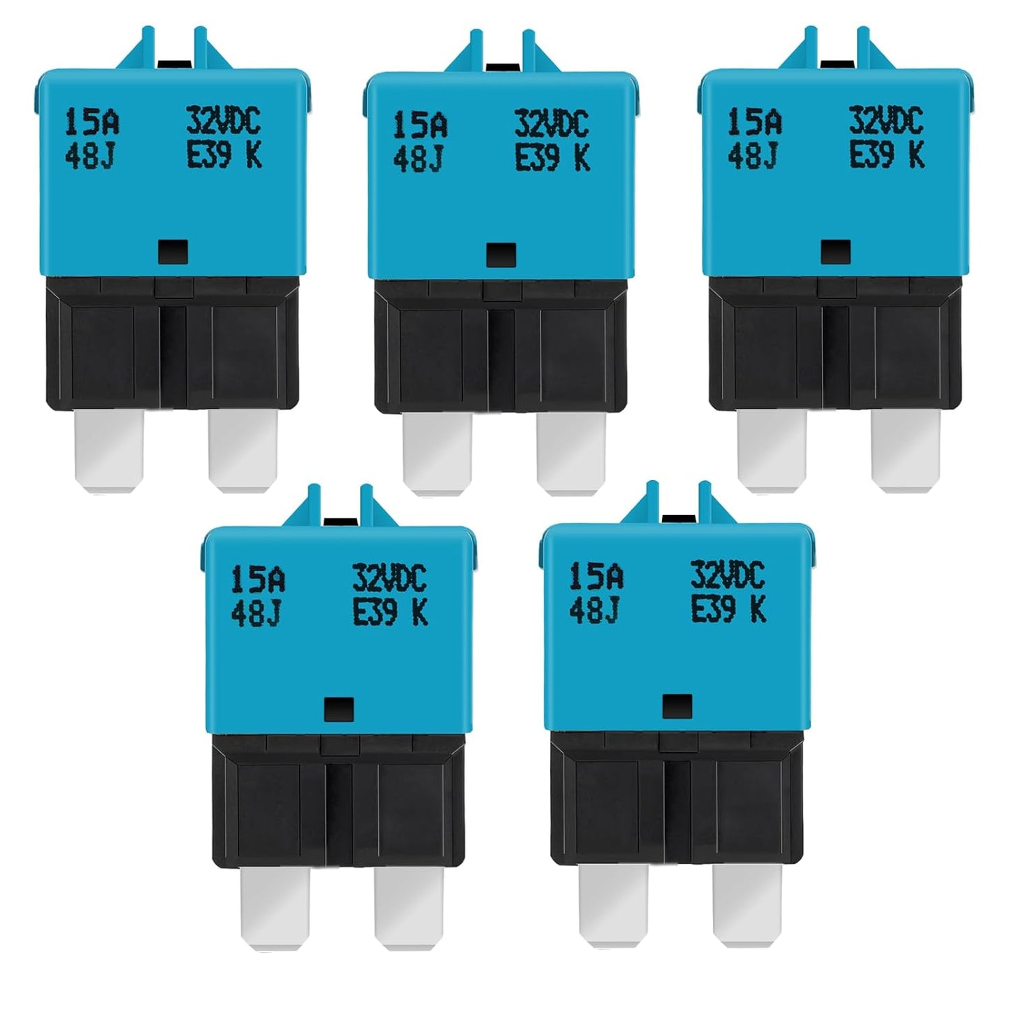GLOSO Circuit Breaker Fuse E39 (T3) Manual Reset for Car Truck RV Automotive Marine Boat Trolling motor & Custom Wiring Audio battery protection/Low Profile ATC/ATO (15A - 5 Pack)
