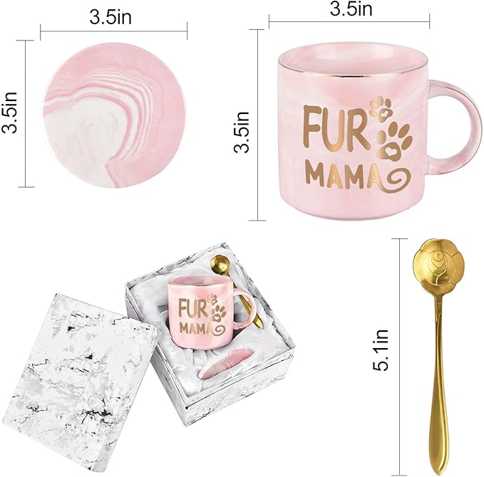 Cabtnca Dog Mom Gifts for Women, Fur Mama Mug, Dog Mom Cat Mom Gifts, Dog Mom Mothers Day Christmas Gifts, Dog Mom Cat Mom Mug, Mothers Day Birthday Gifts for Dog Mom Dog Lover, 12Oz