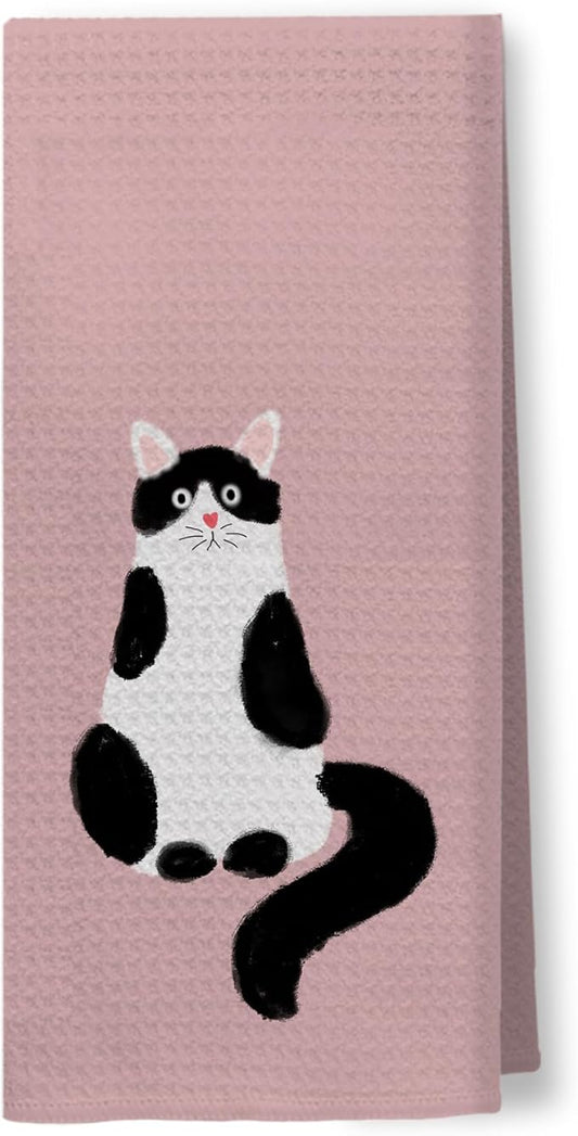Tuxedo Cat Kitchen Towels, Black and White Cat Hand Towels for Bathroom, Cat Towels for Cat Lovers, Cat Dish Towels for Kitchen, Tuxedo Cat Gifts, Cat Mom Gifts, Cat Home Decor, 16x24 Inch