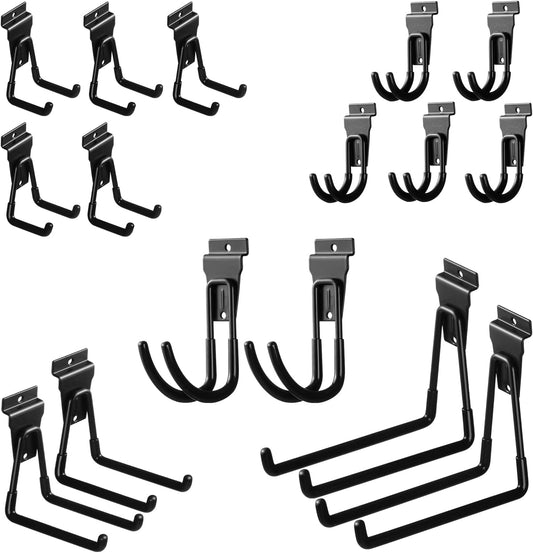 16 Pack Slatwall Hooks, Slatwall Accessories for Garage Storage, Heavy Duty Slat Wall Hanger(Black)