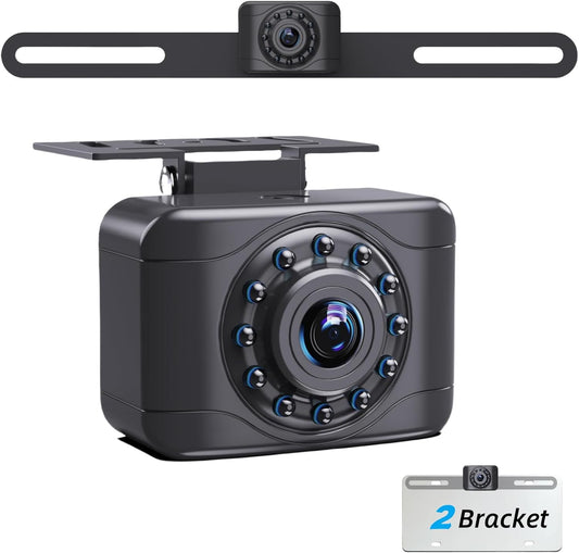 X1P HD Backup Camera License Plate Rear View Camera for Car, IP69 Waterproof Cámaras de Reversa para Autos with Clear Night Vision, Wide View Angle Universal Camera for Truck SUV RV Pickup