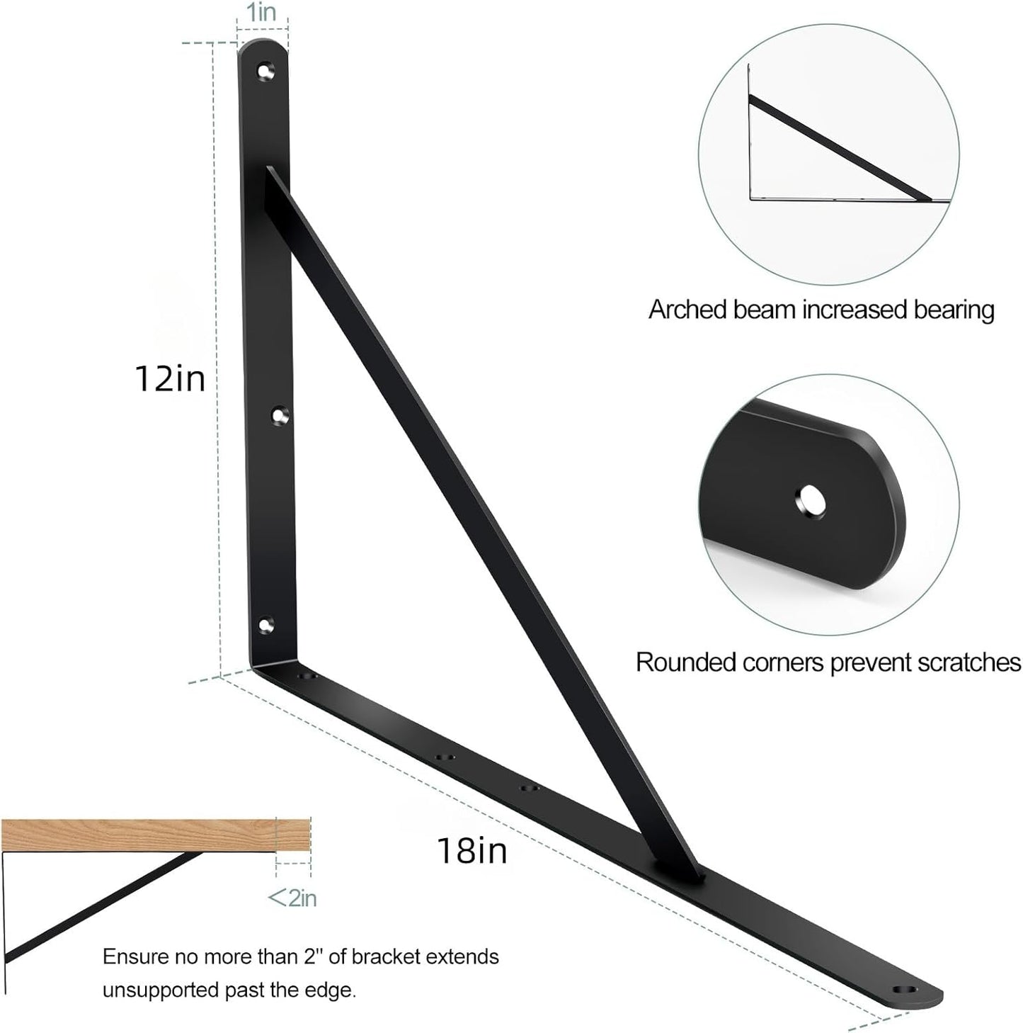 20 Pack L18 x H 12" Black Heavy Duty Shelf Brackets with Screws Metal Shelf Brackets Shelf Support Angle Brackets for Shelves L Brackets Heavy Duty Floating Shelf