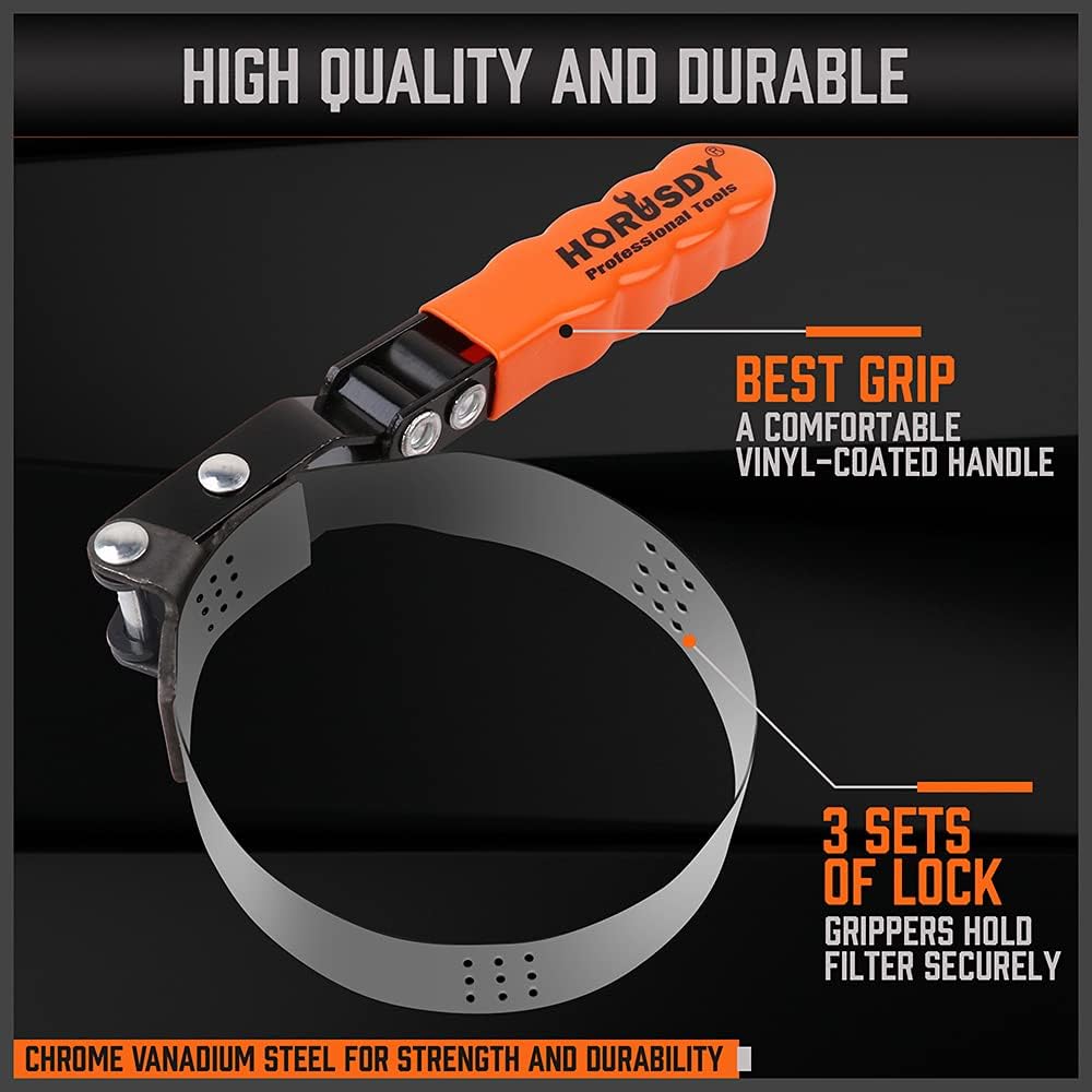 HORUSDY 5-Piece Standard Swivel Oil Filter Wrench, 2-3/4" - 5-1/4"(68.85-133.35mm) Ajustable Car Oil Filter Removal Tool, Durable & Easy Operation