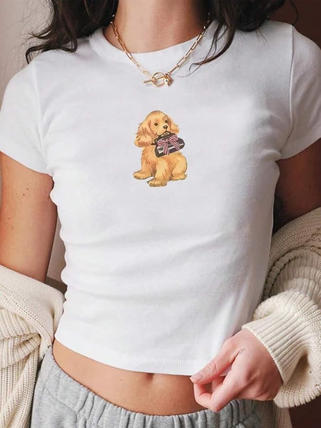 Y2k Graphic Baby Tees for Women Funny Kitten Shirt Tops Aesthetic Fairy Grunge Crop Top 90s 2000s Vintage Clothing