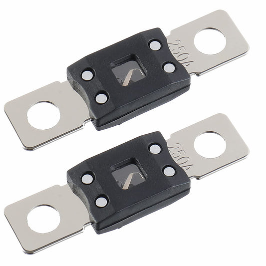 250A MEGA High Current Fuse - 250 Amp Bolt-on Fuse for Cars, Trucks, Construction Vehicles, Buses, Caravans (2 Pcs)