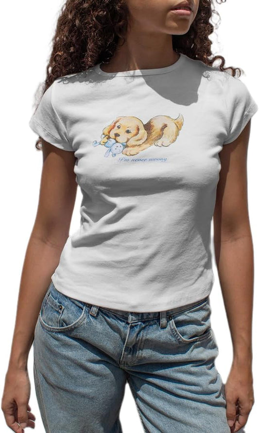 Y2k Graphic Baby Tees for Women Funny Kitten Shirt Tops Aesthetic Fairy Grunge Crop Top 90s 2000s Vintage Clothing