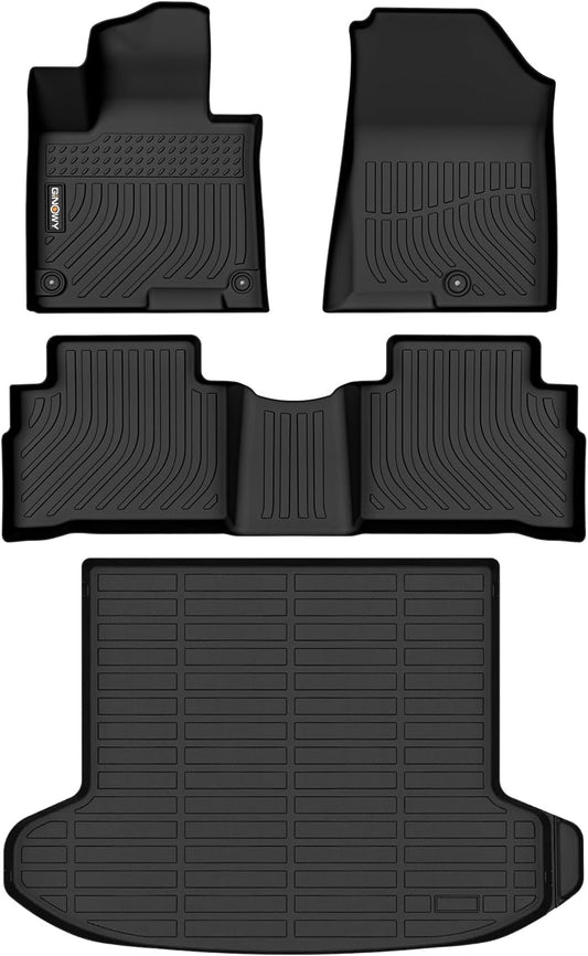 GINOWY- Floor Mats & Cargo Liner Set for Kia Sportage 2023 2024 2025 TPE All Weather Sportage Car Mats Anti-Slip Trunk Mat Waterproof Sportage Floor Liners Accessories Black