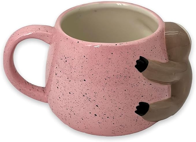 VOTUM White Ceramic Coffee or Tea Mugs: Animal Shaped Coffee Mugs with Hand Printed Designs and Printed Saying - 18.6 Fluid Ounce Large, Cute Handmade Cup (Sloth) Large Coffee Mug, Tea Cup Sloth Gifts