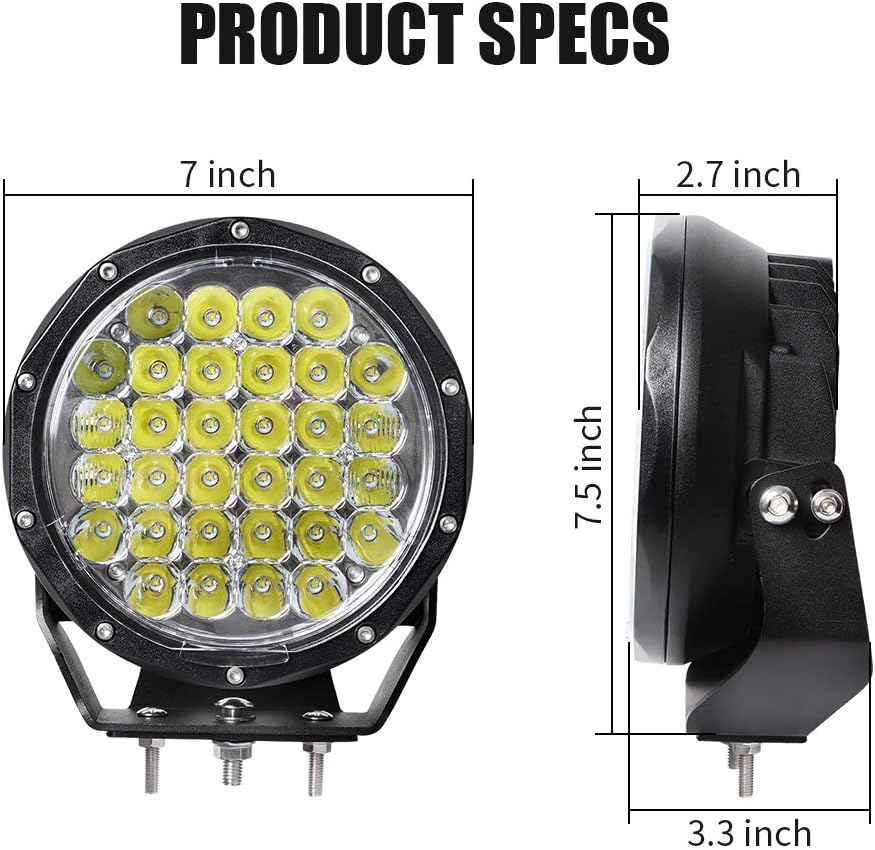 EXZEIT 7 Inch 256W Driving Lights 20480 Lumens Fog Lights Offroad Light Driving Lights for Jeep Wrangler Trucks Toyota Pickup GMC SUV Ford