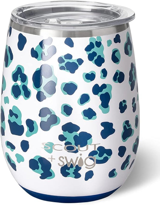 Swig Life 14oz Insulated Wine Tumbler with Lid | Discontinued Prints | Dishwasher Safe, Holds 2 Glasses, Stainless Steel Outdoor Wine Glass (Cool Cat)