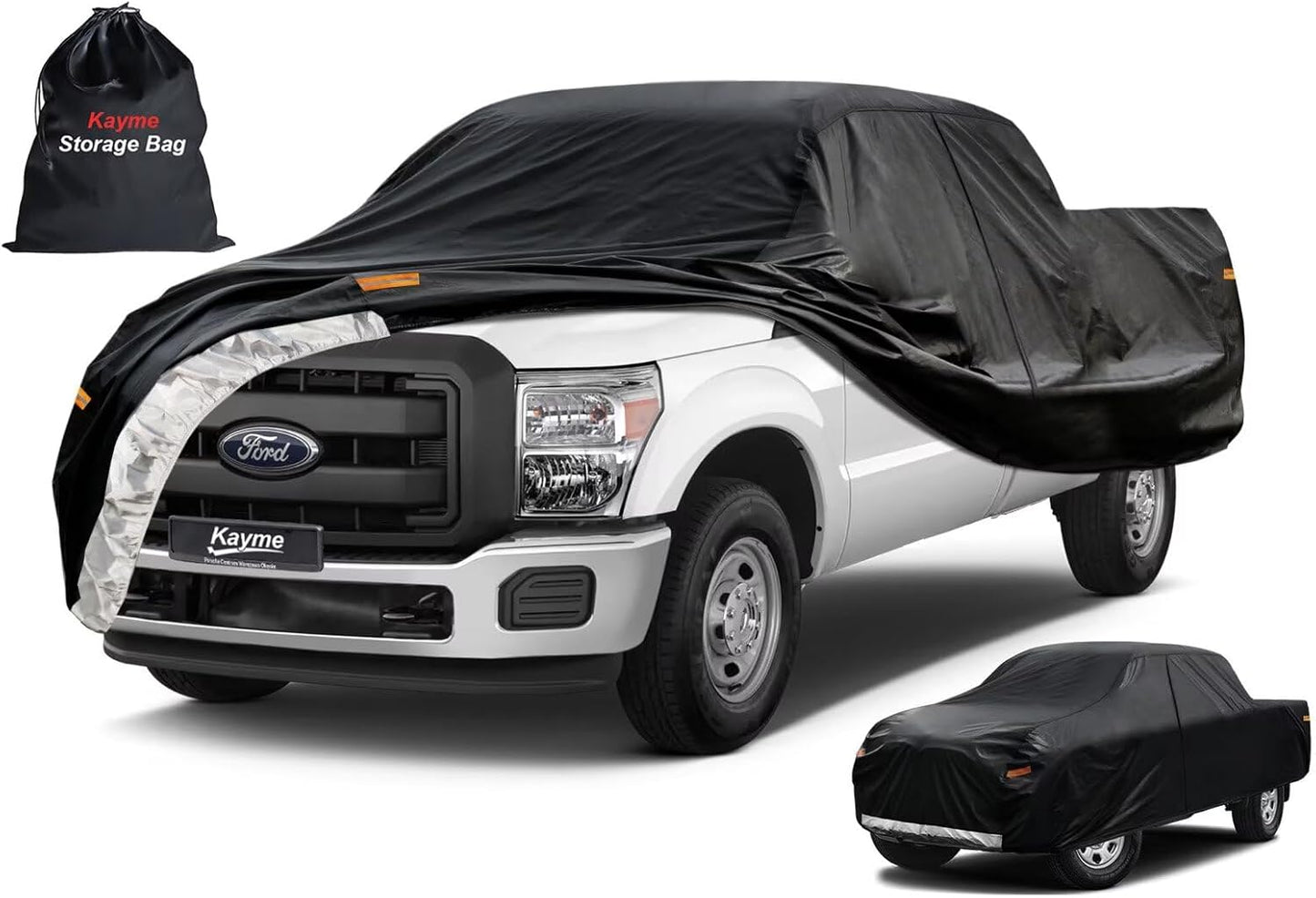 Kayme Truck Cover Custom Fit Ford F-250(1999-2000) Extended Cab Long Bed. Full Exterior Heavy Duty Outdoor Pickup Truck Car Cover Waterproof All Weather.Car Tarp for Wind Sun Dust Protection.Black