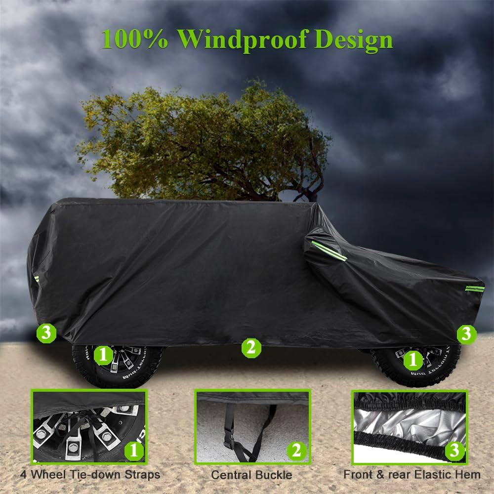 Waterproof Cover for Jeep Wrangler JK JL CJ YJ TJ 4 Door 1987-2023 Outdoor Sun Rain Wind Snow Protection Dustproof Covers with Driver Door Zipper Black