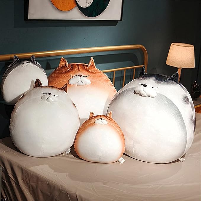 ARELUX 18In High Chubby Cat Plush Pillow, Cute Fat Kitty Cat Stuffed Animal Soft Kitten Adorable Hugging Pillow Anime Plushies,Funny Toy Birthday for Adults Friends
