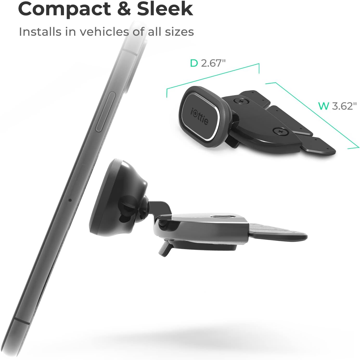 iOttie iTap 2 Magnetic CD Slot Car Mount Holder, Cradle for Samsung Galaxy S22, Google Pixel 7, Motorola Moto G, OnePlus 10, Sony Xperia & Other Android Smartphones, Black