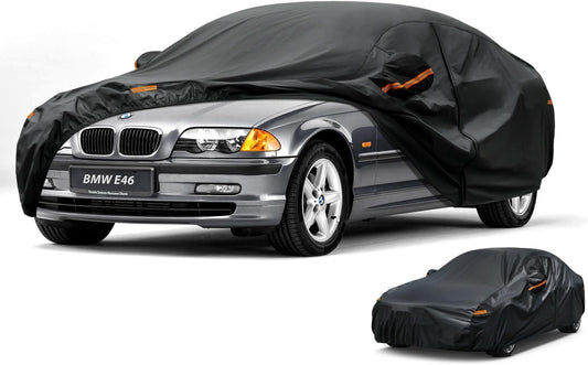 Kayme Car Cover Waterproof All Weather, Full Exterior Cover Outdoor Sun Protection with Zipper, Universal Fit for BMW E46 E36 E30, VW EOS, Nissan 350Z 370Z Versa, Hyundai Accent,etc (Up to 177 inch)