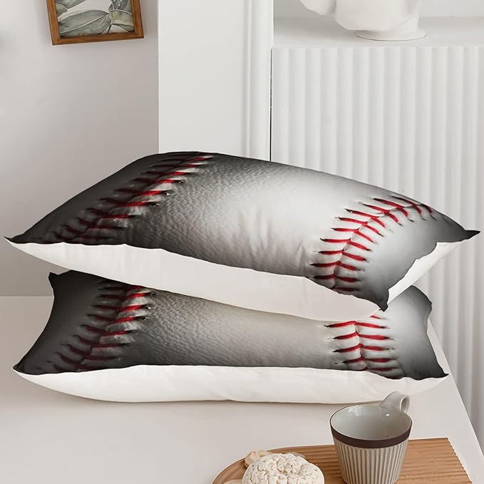 BSNTHO 3D Baseball Comforter Set Full Size for Boys Sports Games Comforter Set Kids Sports Bedding Set with 2 Pillowcases Baseball Comforter for All Season